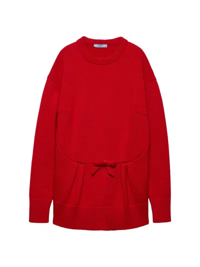 Prada Bow-detail Sweater In Red