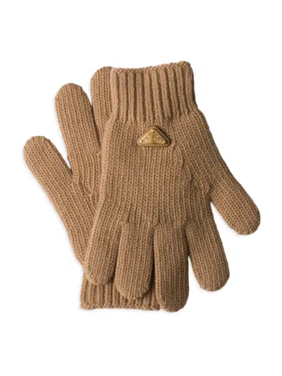 Prada Women's Wool Gloves In Brown
