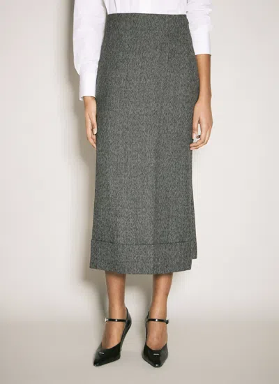 Prada Women Wool Maxi Skirt In Gray