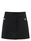 Prada Wool Mini Skirt With Oversized Pockets And Embellished Accents