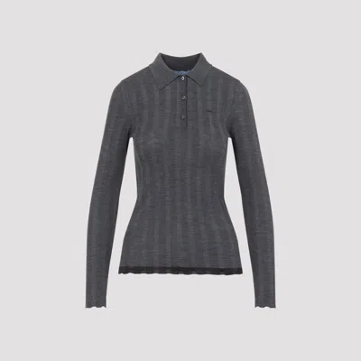 Prada Women's Wool Polo Shirt In Brown