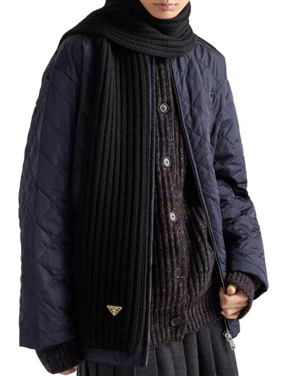 Prada Women's Wool Scarf In Black