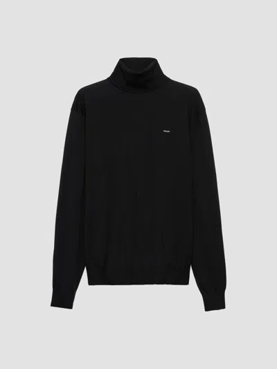 Prada Women's Wool Turtleneck Sweater In Black
