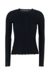 Prada Ribbed Virgin Wool Sweater In Blue