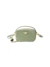 Prada Women's Woven Fabric And Leather Mini Pouch In Green