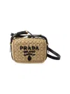 Prada Women's Woven Fabric And Leather Shoulder Bag In Brown