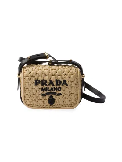 Prada Women's Woven Fabric And Leather Shoulder Bag In Brown