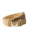 Prada Woven Fabric Belt In Beige Khaki