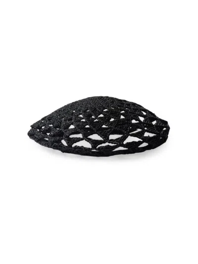 Prada Women's Woven Fabric Beret In Black