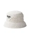 Prada Women's Woven Fabric Bucket Hat In White