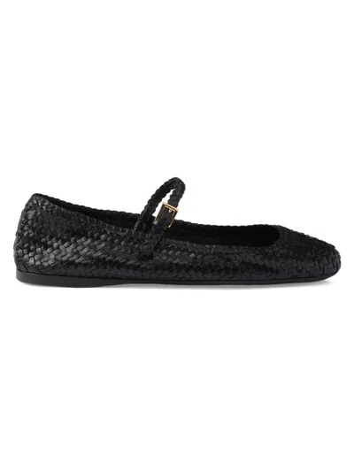 Prada Women's Woven Leather Ballerinas In Black