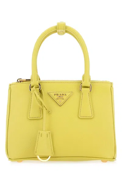 Prada Women Yellow Leather Handbag