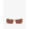 Prada Logo-print Rectangle-frame Sunglasses In Yellow