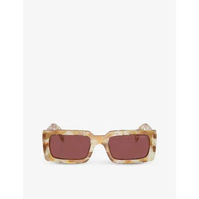 PRADA WOMENS YELLOW PR A07S PILLOW-FRAME TORTOISESHELL ACETATE SUNGLASSES