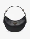 Prada Zip Calf Leather Shoulder Bag In Black