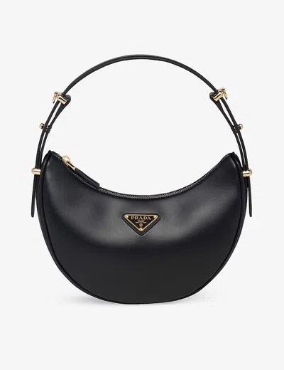 PRADA WOMENS BLACK ARQUÉ LEATHER SHOULDER BAG