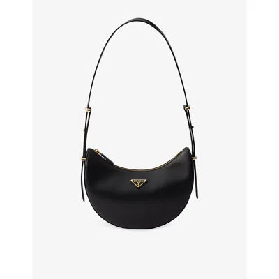 Prada Arque Small Leather Shoulder Bag In Black