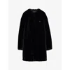 Prada Womens Black Aspen Round-neck Faux-fur Coat In Black