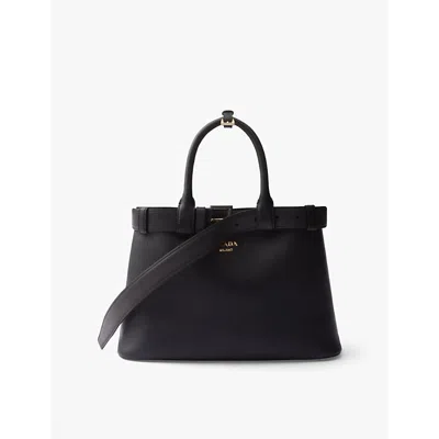 PRADA WOMENS BLACK BELT-BUCKLE MEDIUM LEATHER HANDBAG