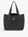 Prada Womens Black Brand-patch Medium Leather Tote Bag In Black