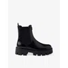 Prada Black Leather Ankle Boots In Black