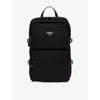Prada Womens Black Brand-plaque Nylon And Saffiano-leather Backpack In Black