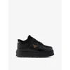Prada Womens Black Brand-plaque Shearling-lined Leather Mid-top Trainers Eur 38.5 / 5.5 Uk In Black