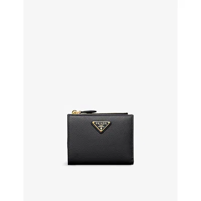 Prada Womens  Brand-plaque Small Leather Wallet In Black