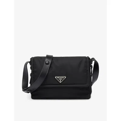 PRADA WOMENS BLACK BRAND-PLAQUE SMALL NYLON SHOULDER BAG