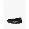 Prada Womens Black Branded-buckle Braided Leather Belt In Black