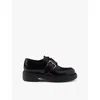 Prada Brushed Leather Lace-up Shoes With Strap In Black