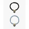 Prada Womens Black Branded-charm Pack Of Two Satin Hair Ties In Black