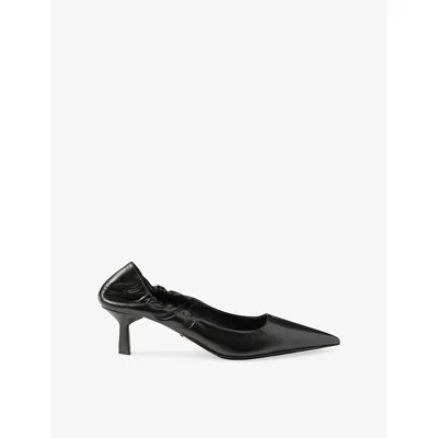 PRADA WOMENS BLACK BRANDED LEATHER PUMPS EUR 37 / 4 UK