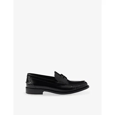 PRADA WOMENS BLACK BRUSHED LEATHER LOAFERS EUR 40 / 7 UK