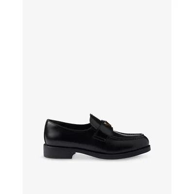 Prada Womens Black Brushed Leather Loafers Eur 38.5 / 5.5 Uk