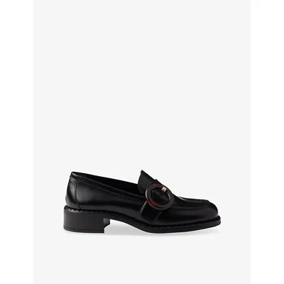 PRADA WOMENS BLACK BRUSHED LEATHER LOAFERS EUR 37.5 / 4.5 UK