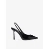 Prada Womens Black Brushed Leather Slingback Pumps In Black