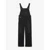 Prada Triangle-logo Denim Jumpsuit In Black