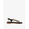 Prada Flat Leather And Cord Sandals In Black