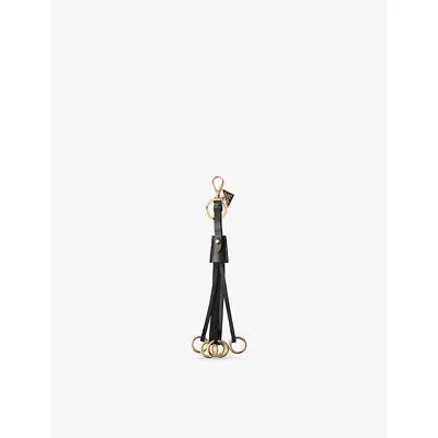 Prada Womens Black Leather Keychain Charm