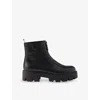 Prada Leather Platform Ankle Boots In Black