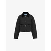 Prada Womens  Lightweight Triangle-logo Cropped Nylon Jacket In Black