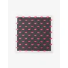 Prada Womens Black Lips-print Silk-twill Scarf In Blue