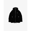 Prada Womens Black Logo-badge Padded Velvet Down Jacket In Black