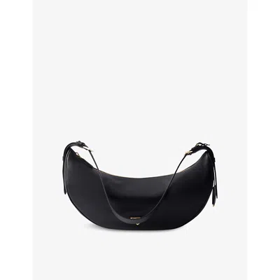Prada Womens Black Logo-embellished Leather Shoulder Bag