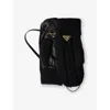 Prada Womens Black Logo-embellished Wool And Leather Mittens In Black