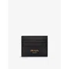 Prada Womens Black Logo-embossed Leather Card Holder