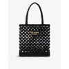 Prada Womens Black Logo-embroidered Crochet Tote Bag