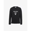 Prada Cashmere And Wool Logo Crew-neck Sweater In Black