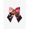 PRADA PRADA WOMENS BLACK LOGO PLAQUE FLORAL-PRINT FABRIC HAIR CLIP